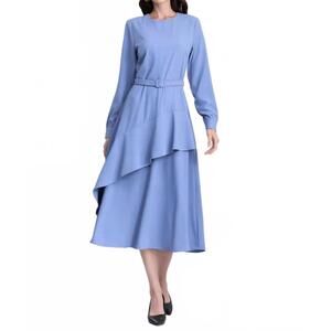 NEW MISS FINCH NYC skyline ascent midi dress in light blue